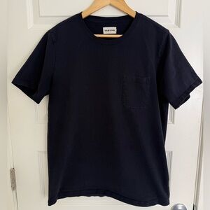 Taylor Stitch Heavy Bag Pocket Tee Navy Blue Recycled Cotton Blend Size 42 Large